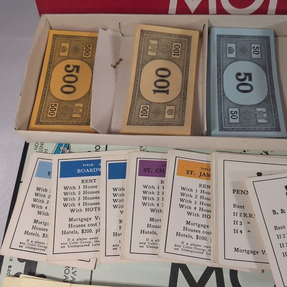 Vintage Monopoly Parker Brothers 1961 Real Estate Trading Board Game Equipment - Picture 7 of 16